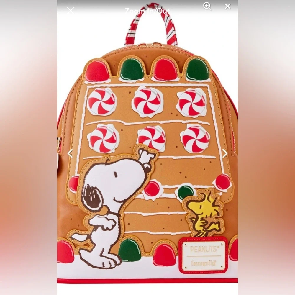 NWT Loungefly Peanuts Snoopy Gingerbread House Christmas Backpack
